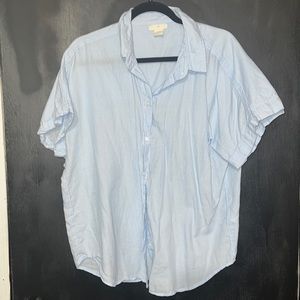 H&M Linen Pinstripe Button Up Top